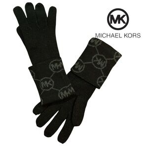 Michael Kors Black and Gray Knit Gloves‎